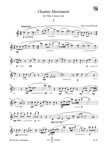 Bertram, Hans Georg - Quatro Movimenti für Oboe d' amore solo