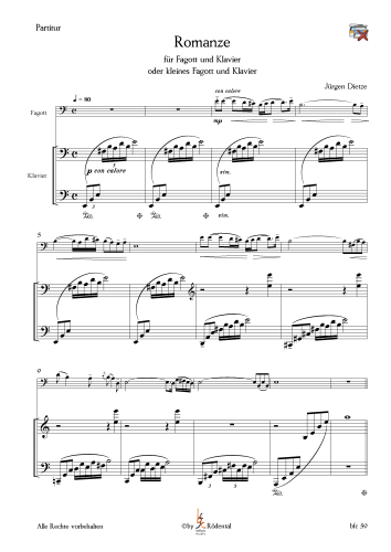 Dietze, Jürgen - Romanze und Ballade für Fagott und Klavier