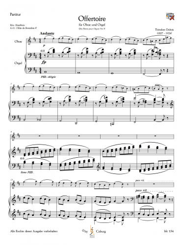 Dubois, Théodore- Offertoire für Oboe (d´amore) und Orgel