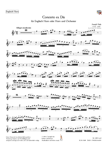 Fiala, Joseph - Concerto ex Dis für Englisch Horn und Orchester