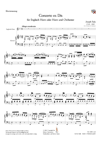 Fiala, Joseph - Concerto ex Dis für Englisch Horn und Orchester