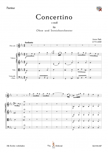Fladt, Anton - Concertino, c-moll für Oboe und Streicher