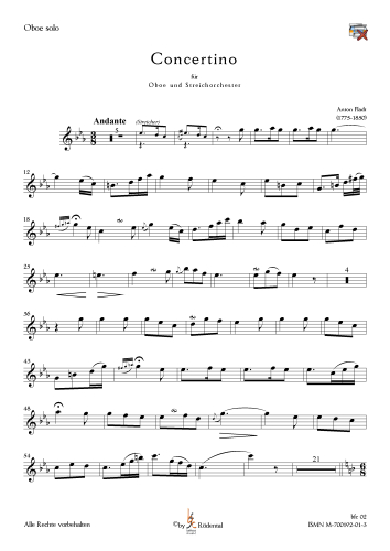 Fladt, Anton - Concertino, c-moll für Oboe und Streicher