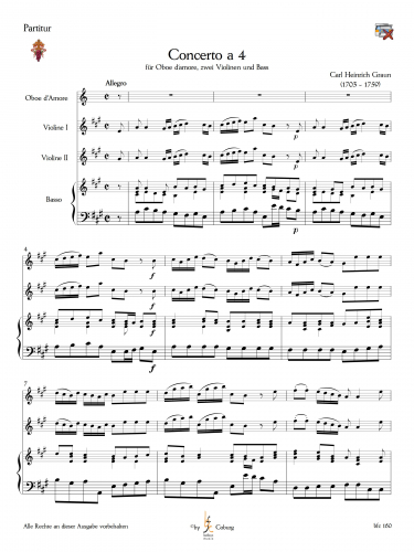 Graun, Carl Heinrich - Concerto A-Dur für Oboe d'amore, Str. & BC