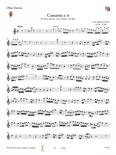 Graun, Carl Heinrich - Concerto A-Dur für Oboe d'amore, Str. & BC