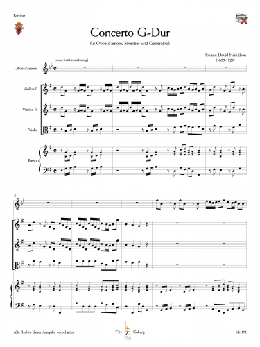 Heinichen, J.D. - Konzert G-Dur für Oboe d' amore Streicher und BC