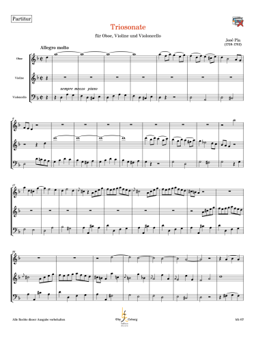 Pla, Jose - Sonate für Oboe, Violine und Violoncello