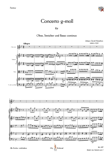 Heinichen, Johann David - Konzert g-moll für Oboe, Streicher und Basso continuo
