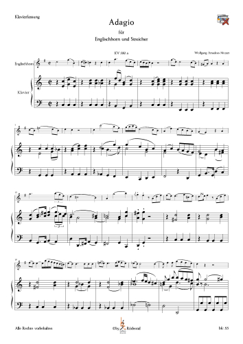 Mozart, W.A. -Adagio für Englisch Horn und Klavier/Orgel (KV 580a)