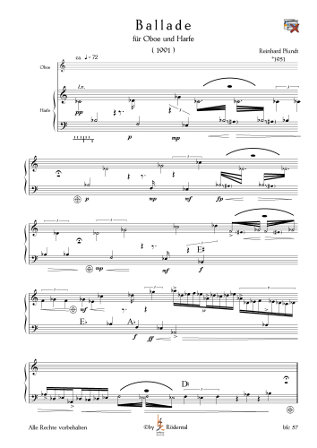 Pfundt , Reinhard - Ballade für Oboe und Harfe