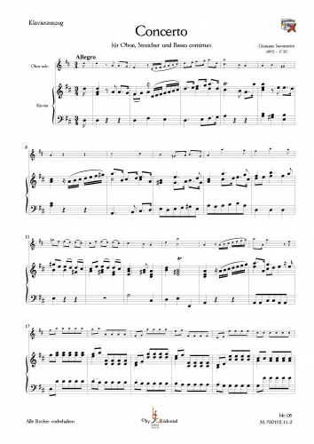 Sammartini, Giuseppe - Konzert D-Dur für Oboe, Streicher und Basso continuo