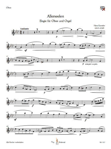 Koessler, Hans - "Allerseelen" Elegie für Oboe und Orgel