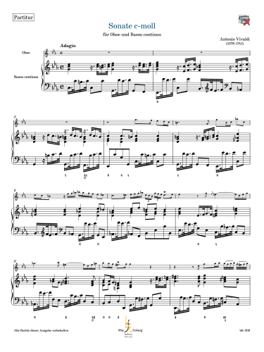 Vivaldi, Antonio - Sonate c-moll RV 56 für Oboe und Basso continuo