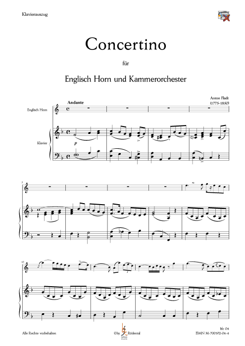 Fladt, Anton - Concertino für Englisch Horn und Kammerorchester