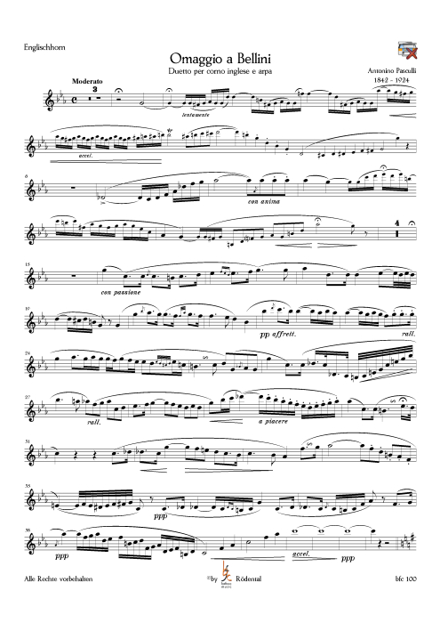 Pasculli, Antonio - Omaggio a Bellini für Englisch Horn und Harfe