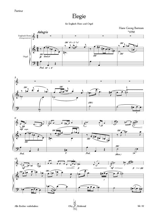 Bertram, Hans Georg - Elegie für Englisch Horn und Orgel