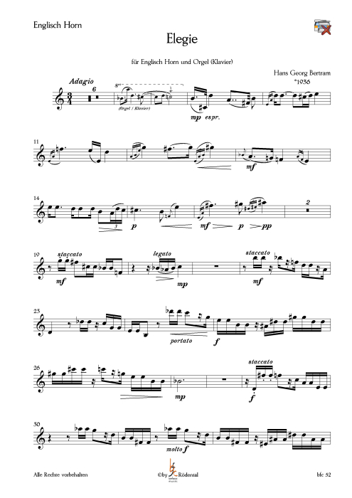 Bertram, Hans Georg - Elegie für Englisch Horn und Orgel