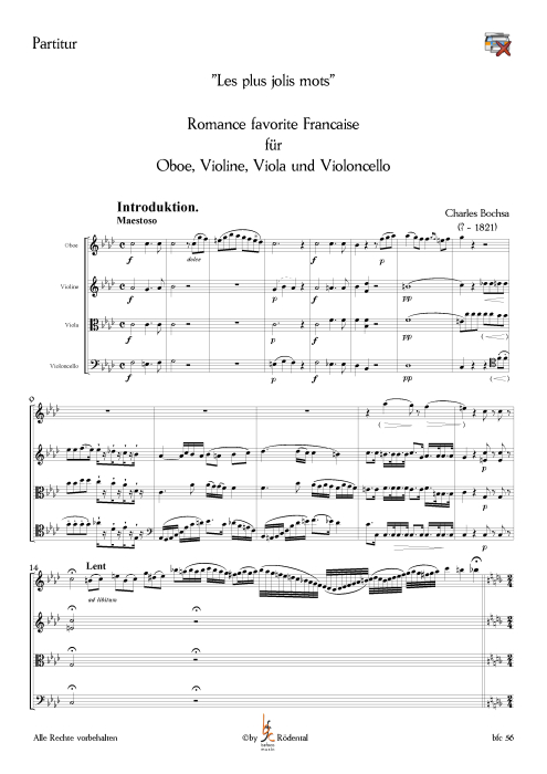 Bochsa, Charles - Quartett für Oboe und Streicher