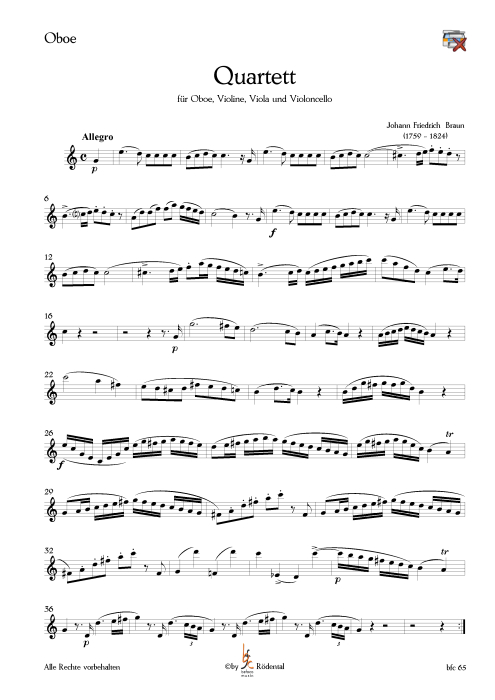 Braun, Johann Friedrich - Quartett für Oboe und Streicher