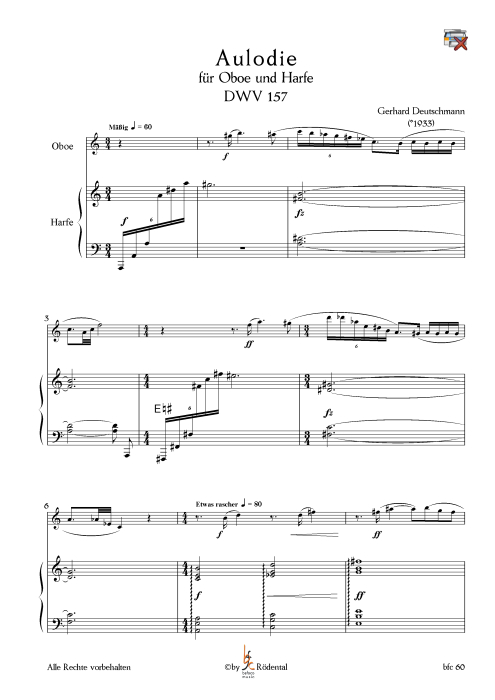 Deutschmann, Gerhard - Aulodie für Oboe und Harfe
