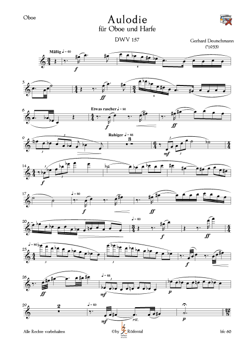 Deutschmann, Gerhard - Aulodie für Oboe und Harfe