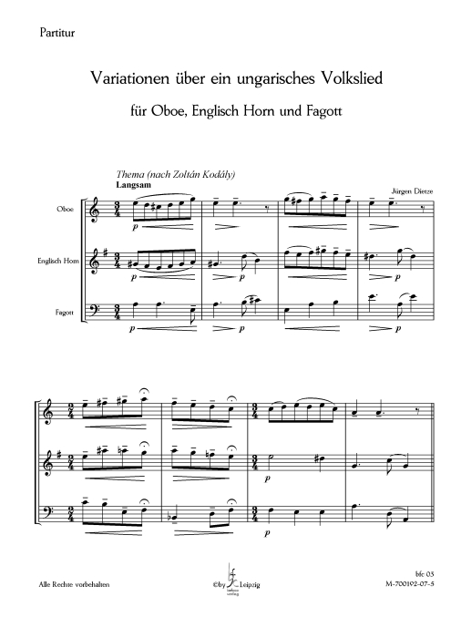 Dietze, Jürgen - Trio für Oboe, Englisch Horn und Fagott