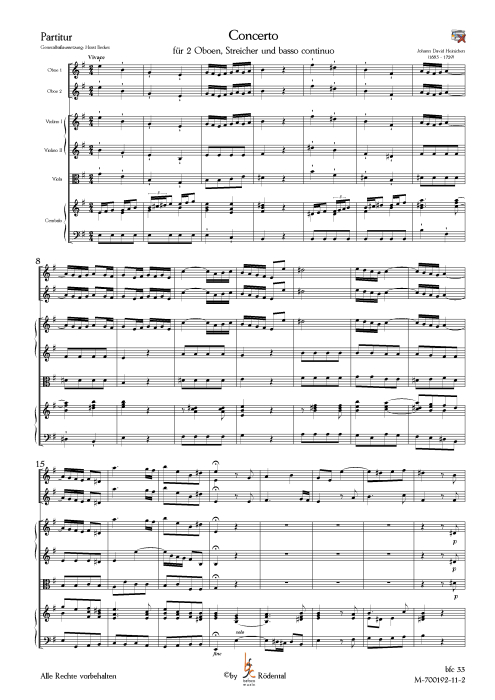 Heinichen, Johann David - Konzert e-moll für zwei Oboen, Streicher und Basso continuo