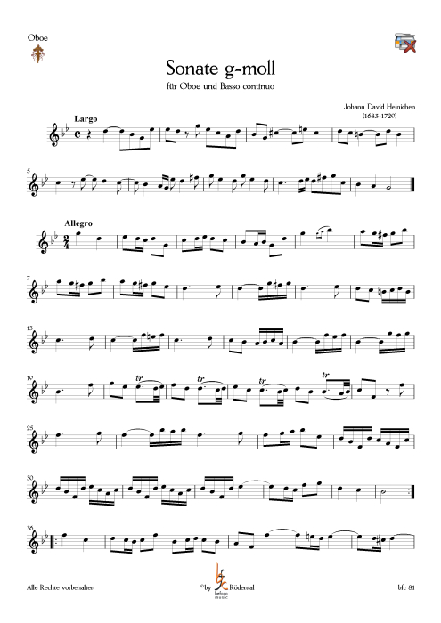 Heinichen, Johann David - Sonate g-moll für Oboe und Generalbaß