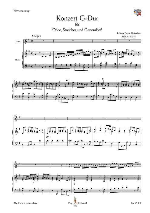 Heinichen, Johann David - Konzert G-Dur für Oboe, Streicher und Basso continuo