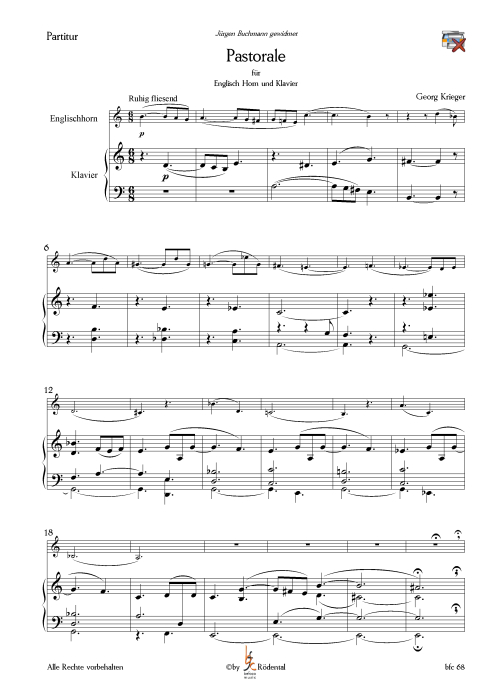 Krieger, Georg - Pastorale für Englisch Horn und Klavier