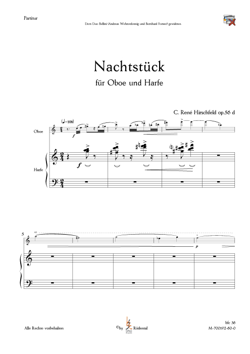 Hirschfeld, C.R. - Nachtstück für Oboe und Harfe