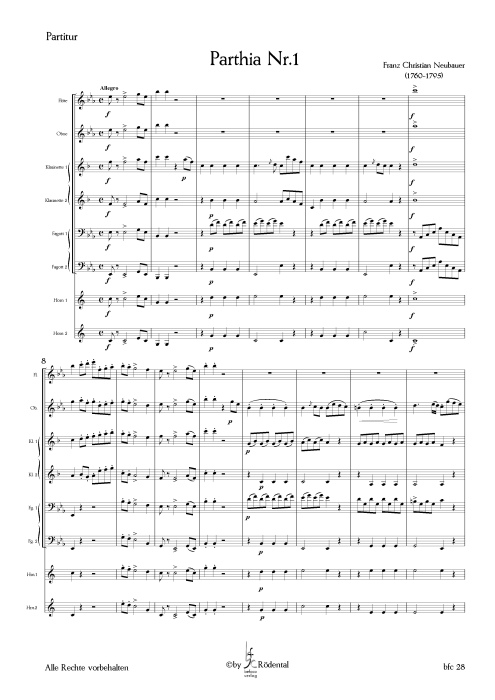 Neubauer, Franz Christian - Parthia Nr.1 in Es
