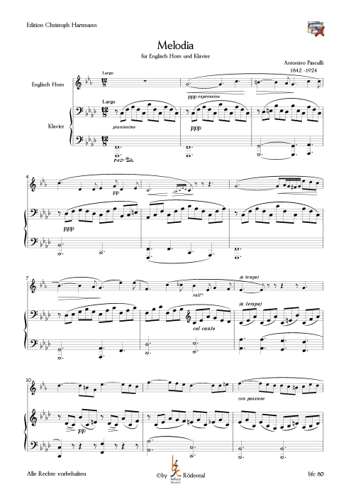 Pasculli, Antonino - Melodia für Englisch Horn und Klavier