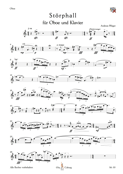 Pflüger, Andreas - Störphall für Oboe und Klavier