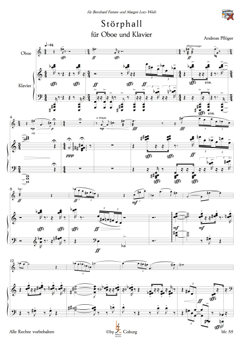 Pflüger, Andreas - Störphall für Oboe und Klavier