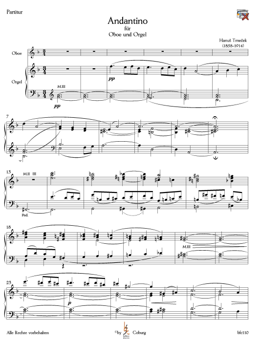 Trnecek, Hanus - Andantino für Oboe und Orgel